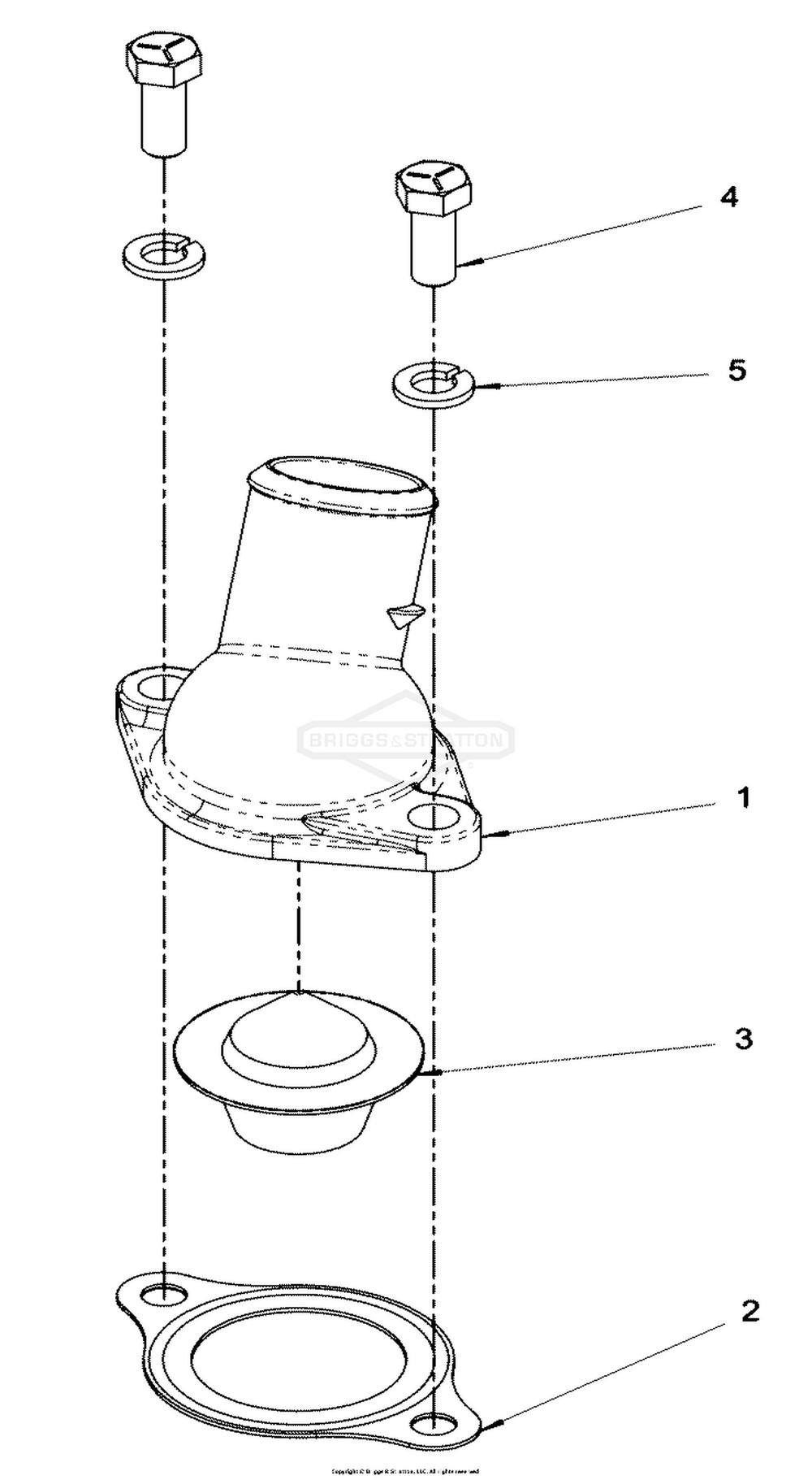 Engine Group - Thermostat Diagram and Parts List for 076158-02  Briggs and Stratton Generator